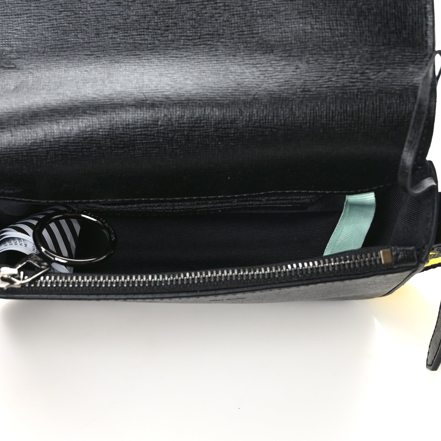 Off-White Saffiano Striped Mini Diag Binder Clip Bag Black White Yellow 5 of 10