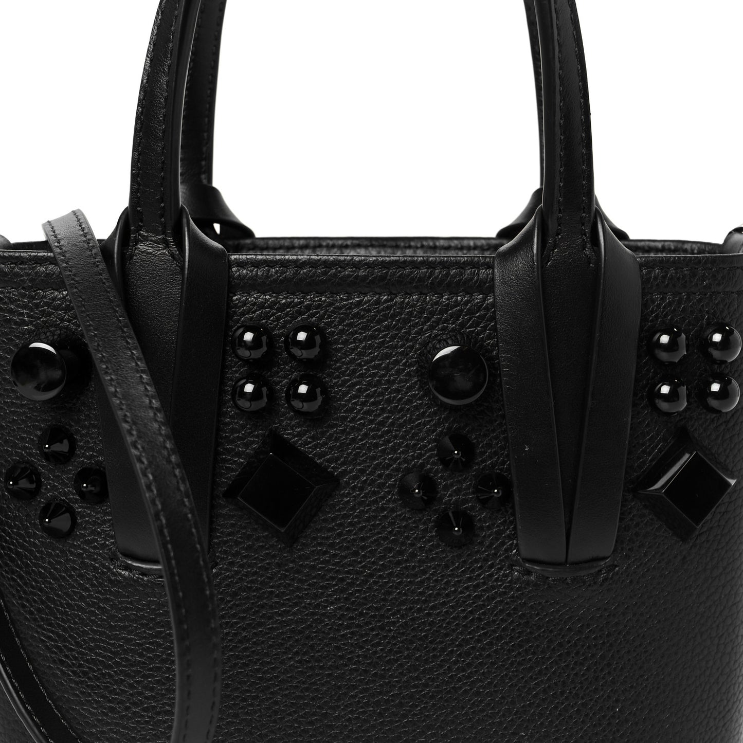 Calfskin Empire Spike Monochrome Studded Mini North South Cabata Tote Black
