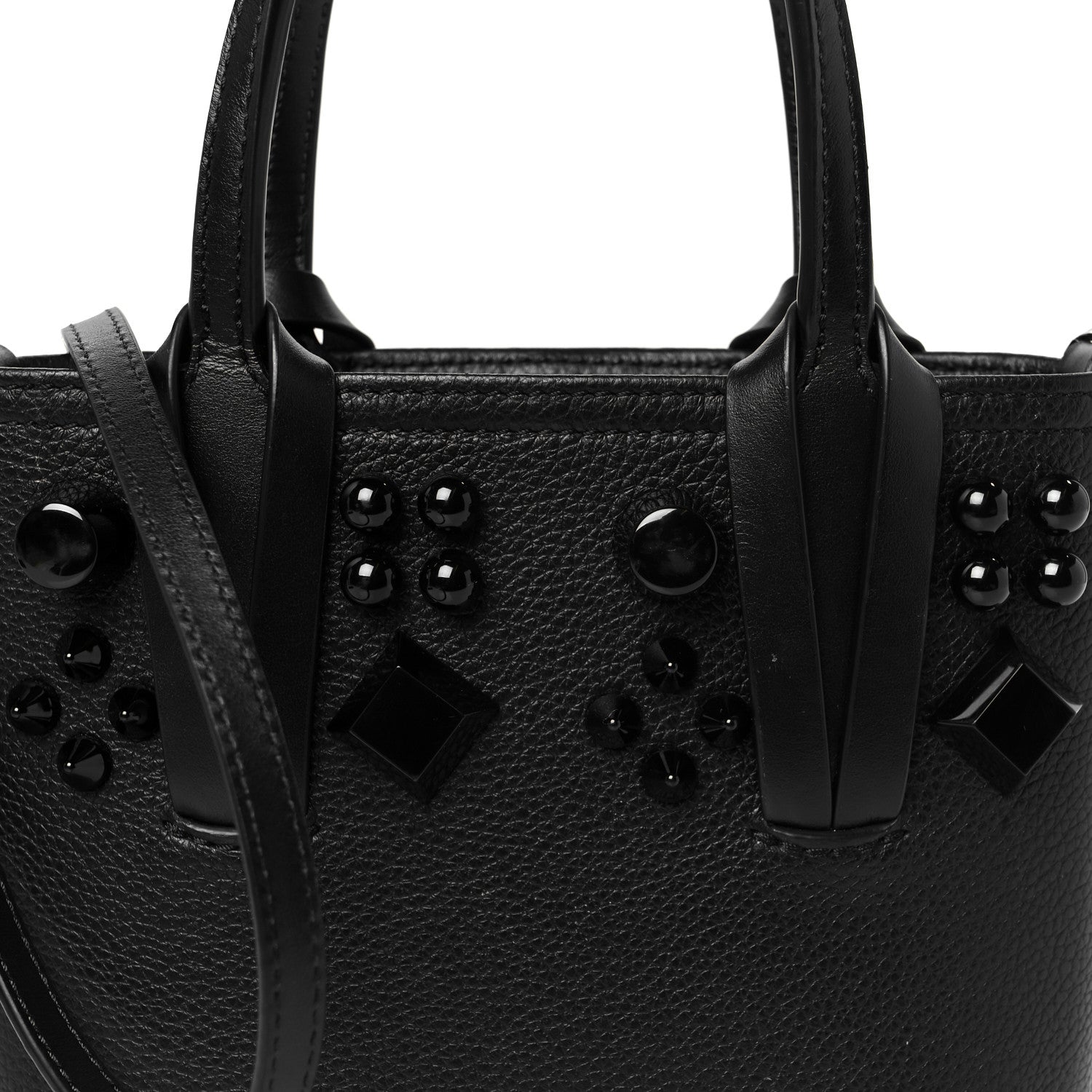 Christian Louboutin Calfskin Empire Spike Monochrome Studded Mini North South Cabata Tote Black 8 of 10