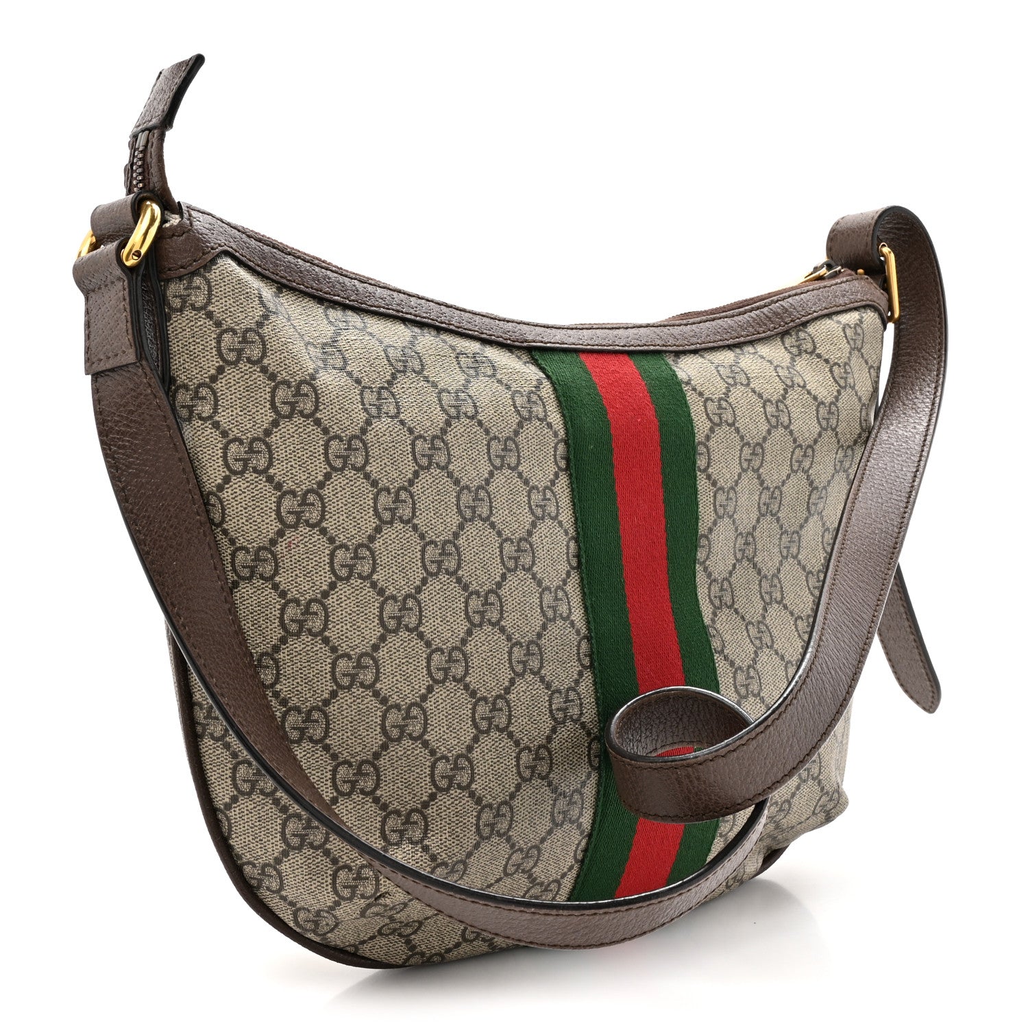 Gucci GG Supreme Monogram Web Small Ophidia Half Moon Hobo Brown 3 of 15