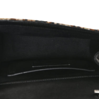 Saint Laurent Canvas Leopard Print Fringe Baby Monogram Satchel Black Multicolor 5 of 10