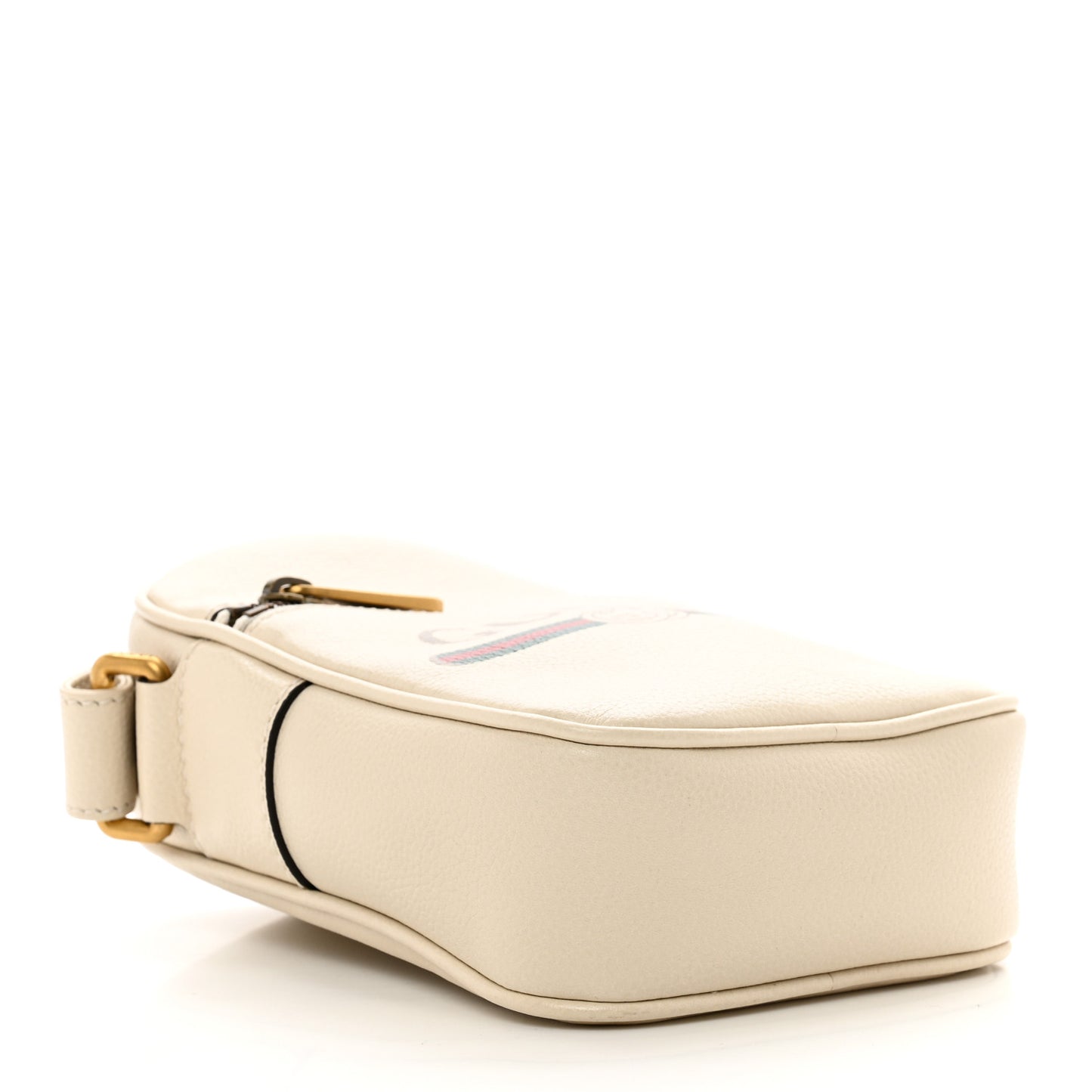 Grained Calfskin Mini Logo Messenger Bag White
