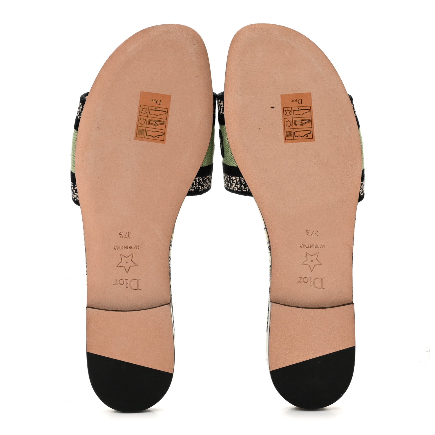 Christian Dior Canvas Canvas Embroidered Toile de Jouy Mexico Dway Flat Slide Sandals 37.5 White Yellow 6 of 9