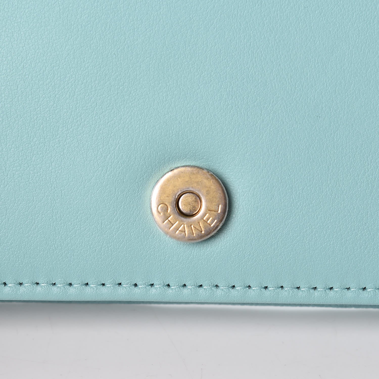 Chanel Caviar Quilted Boy Wallet On Chain WOC Light Blue 14 of 15