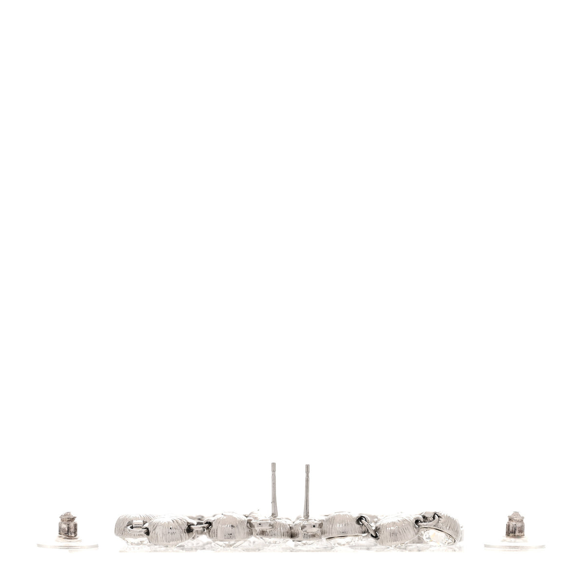 Crystal CC Long Drop Earrings Silver