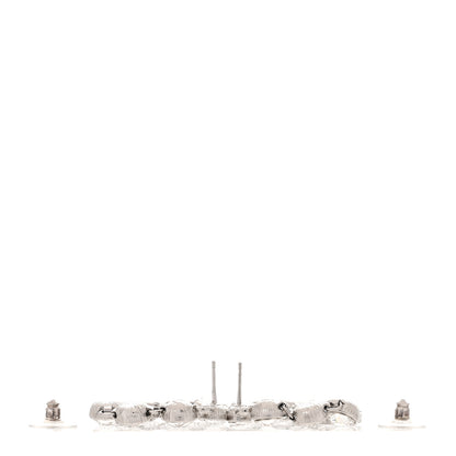 Chanel Crystal CC Long Drop Earrings Silver 3 of 6
