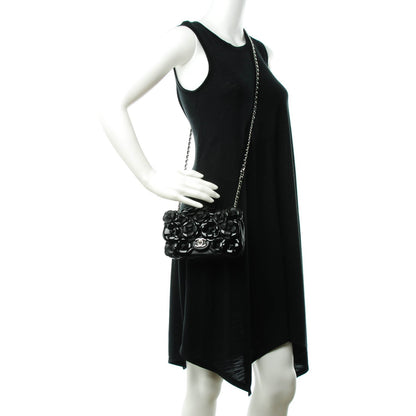 Chanel Lambskin Patent Mini Camellia Flap Black 2 of 9
