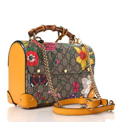 Gucci GG Supreme Monogram Flora Small Padlock Bamboo Shoulder Bag Beige Multicolor Crop 3 of 10