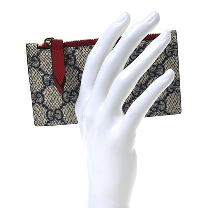 Gucci GG Supreme Monogram Coin Case Card Holder Beige Blue Hibiscus Red 2 of 8