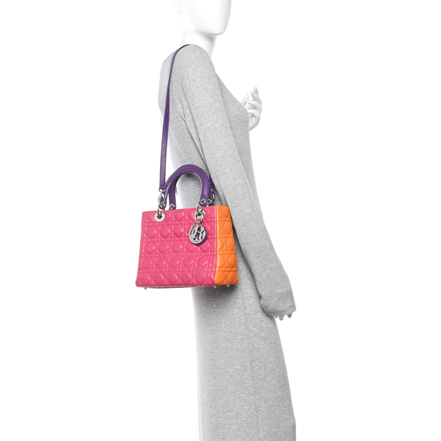 Christian Dior Lambskin Cannage Medium Tri-Color Lady Dior Pink 2 of 11