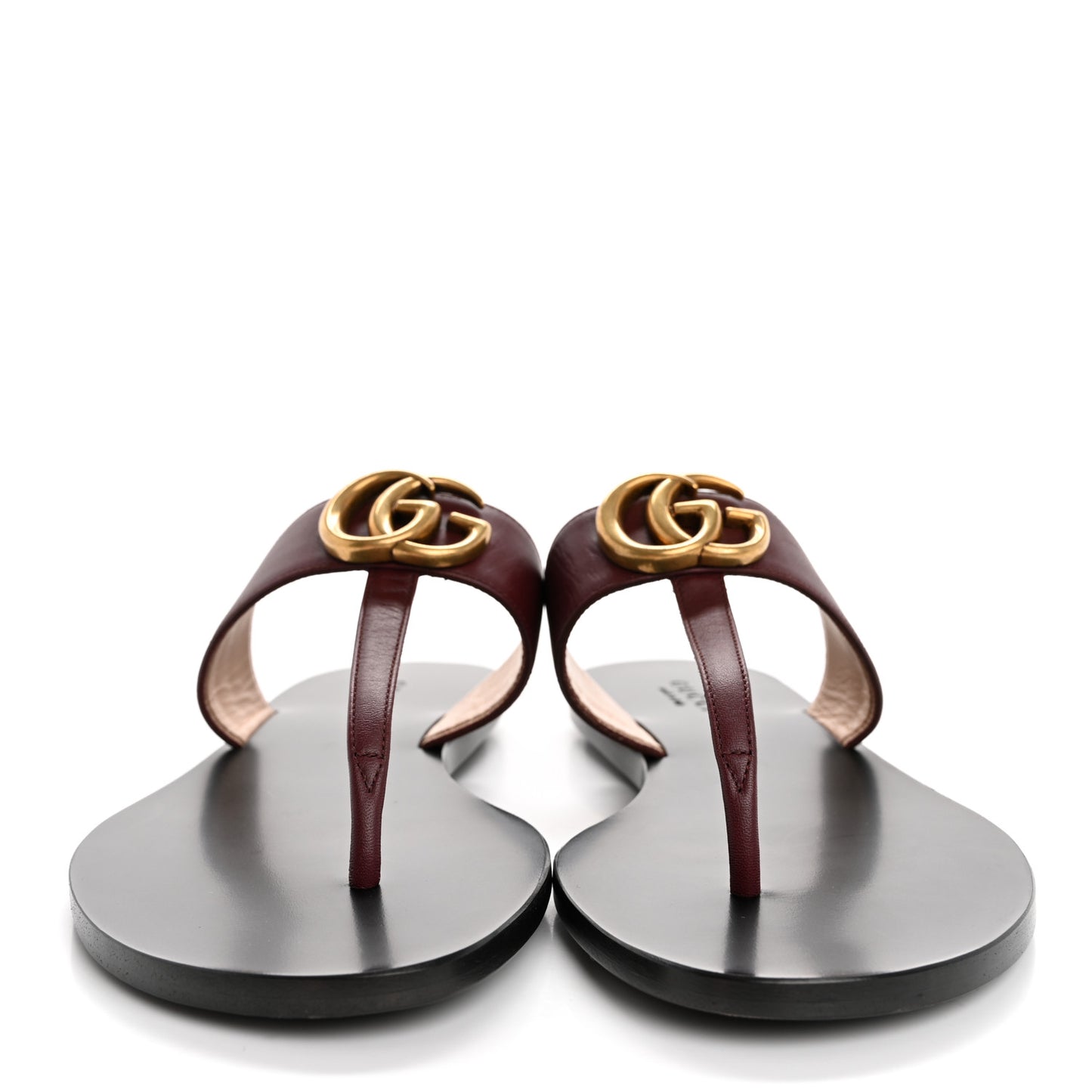 Calfskin GG Marmont Thong Sandals 36 Vintage Bordeaux