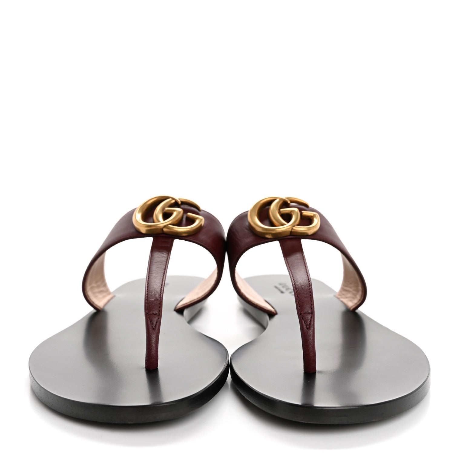 Gucci Calfskin GG Marmont Thong Sandals 36 Vintage Bordeaux 3 of 10