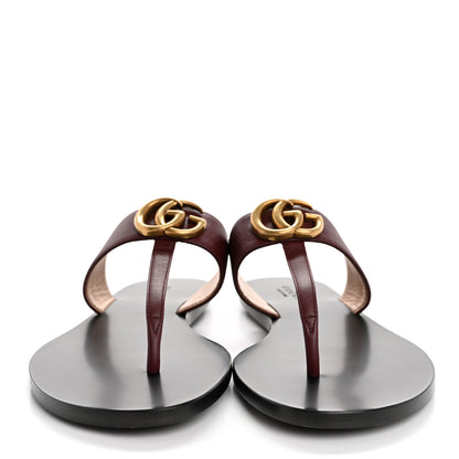 Gucci Calfskin GG Marmont Thong Sandals 36 Vintage Bordeaux 3 of 10