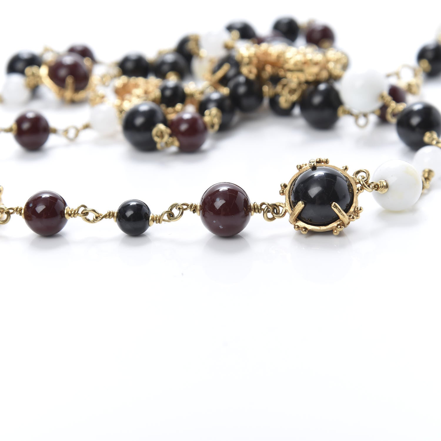 Chanel Resin Beaded CC Necklace Gold Multicolor 6 of 6