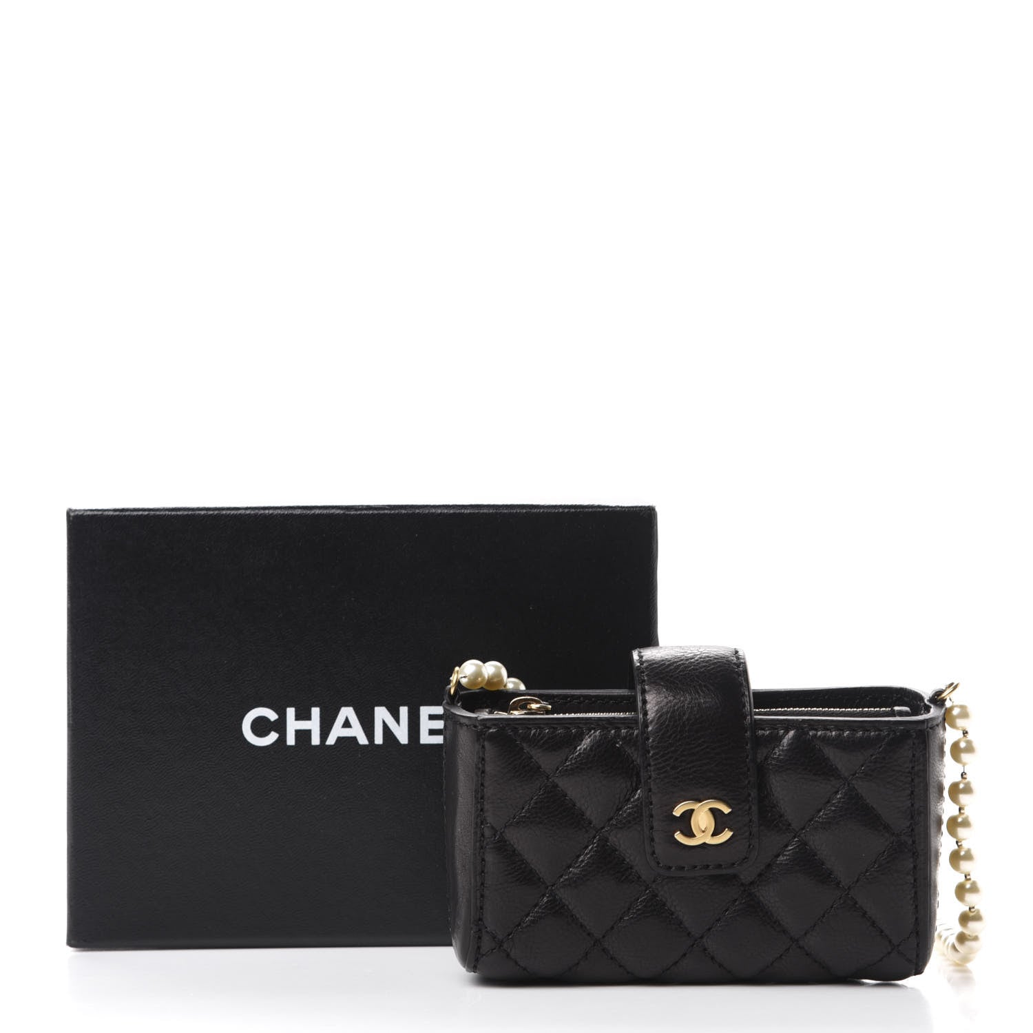 Chanel Calfskin Quilted Pearl Chain Love Symbols Mini Bag Black 11 of 11