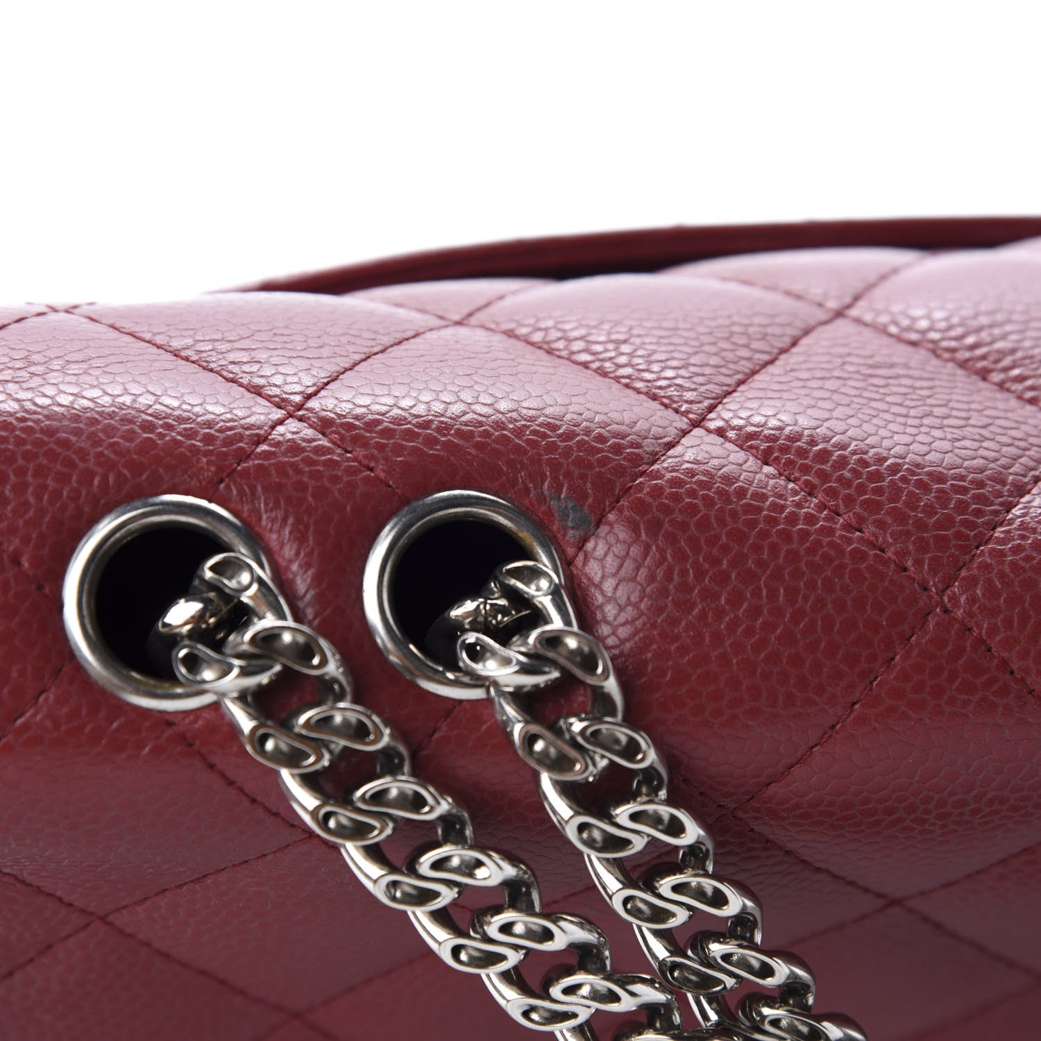 Chanel Caviar Quilted Jumbo Single Flap Bijoux Chain Red 11 of 21