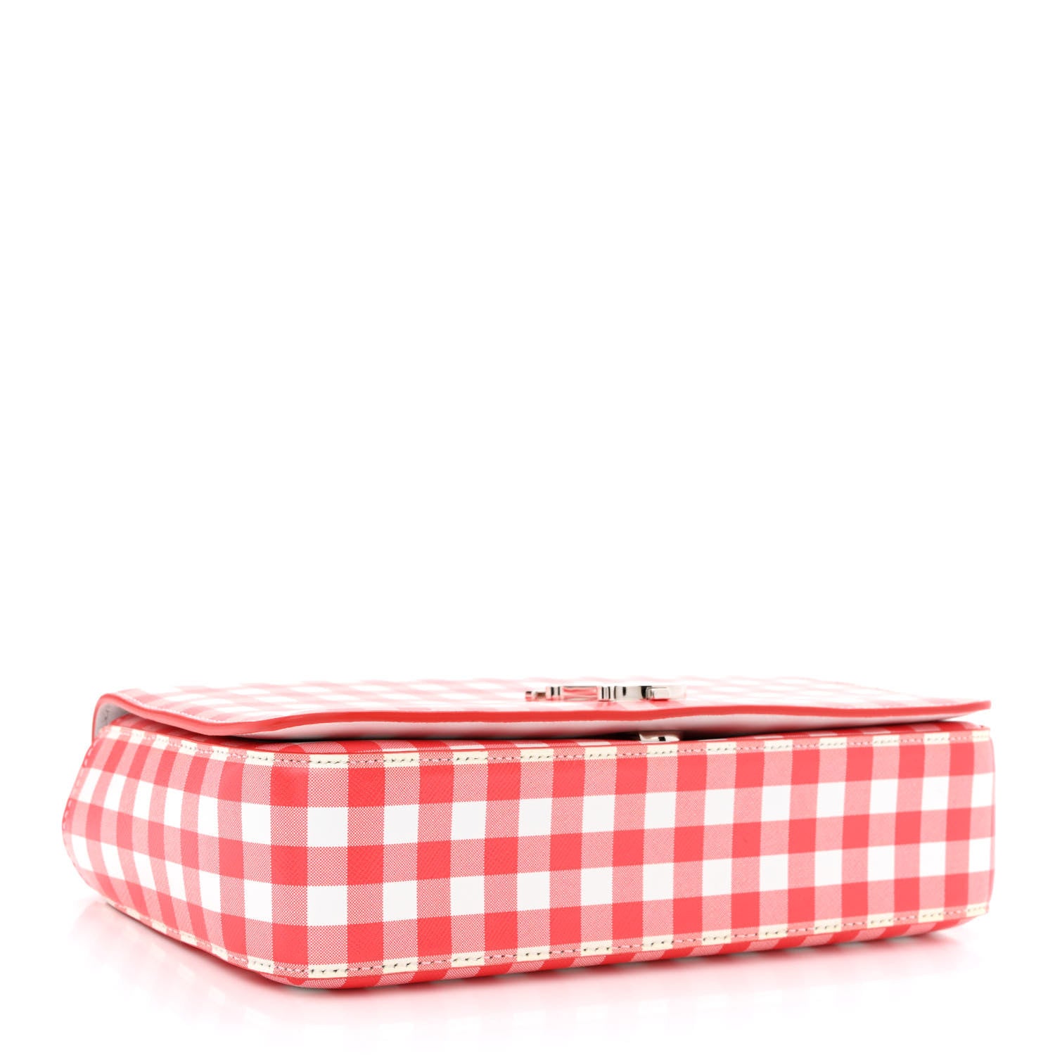 Burberry Calfskin Gingham Print Lola Bag Red White 4 of 10