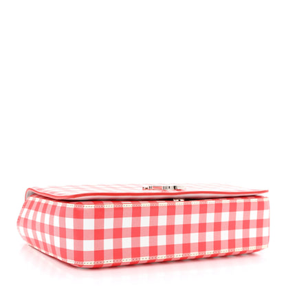 Burberry Calfskin Gingham Print Lola Bag Red White 4 of 10
