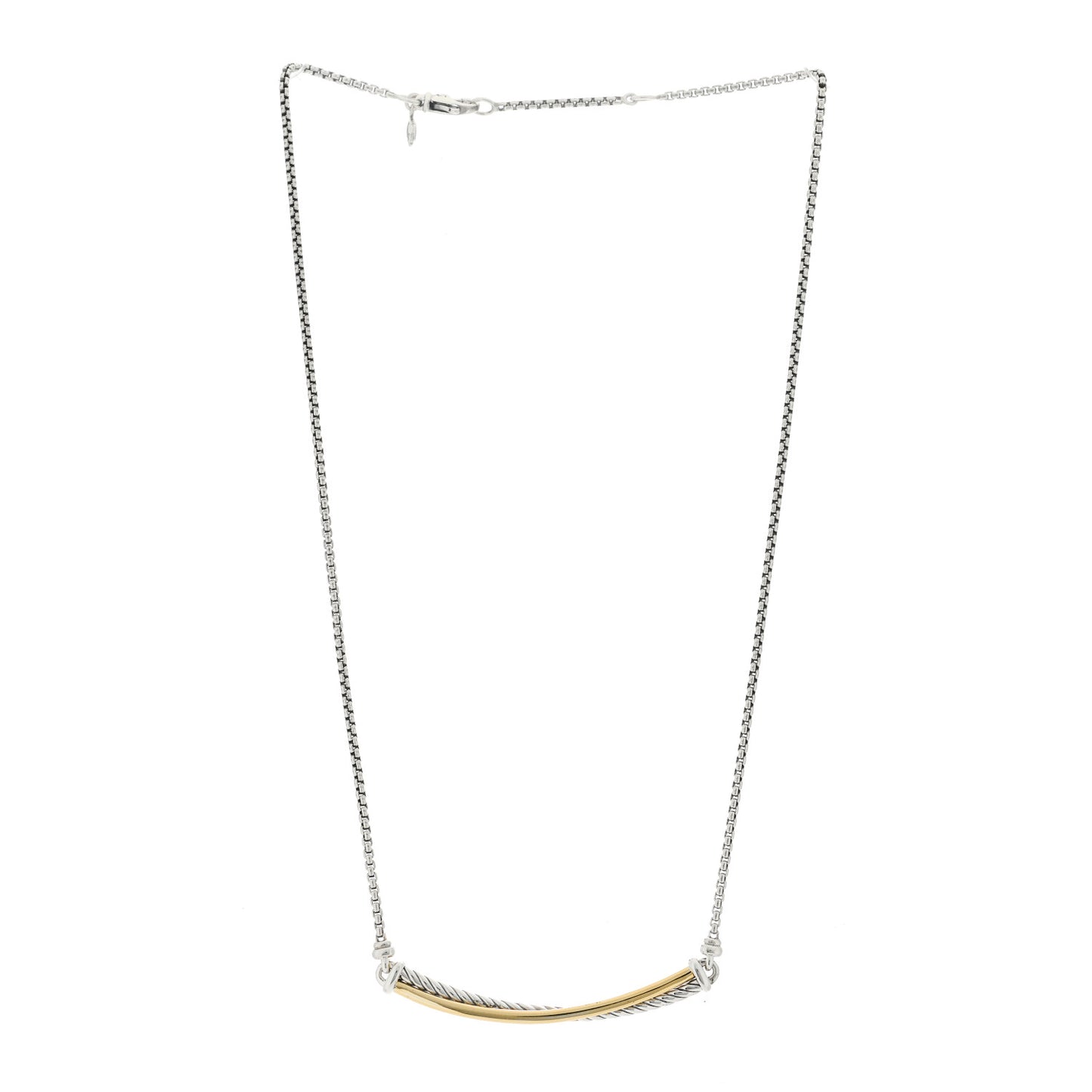 Sterling Silver 18K Yellow Gold Crossover Bar Pendant Necklace