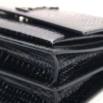 Saint Laurent Calfskin Crocodile Embossed Monogram Sunset Black 7 of 10