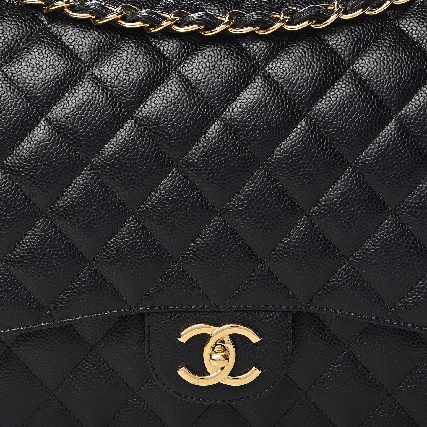 Caviar Quilted Maxi Double Flap Black