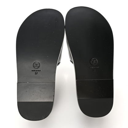 Chanel Lambskin Cha-Nel Mule Sandals 37 Black Multicolor 5 of 12