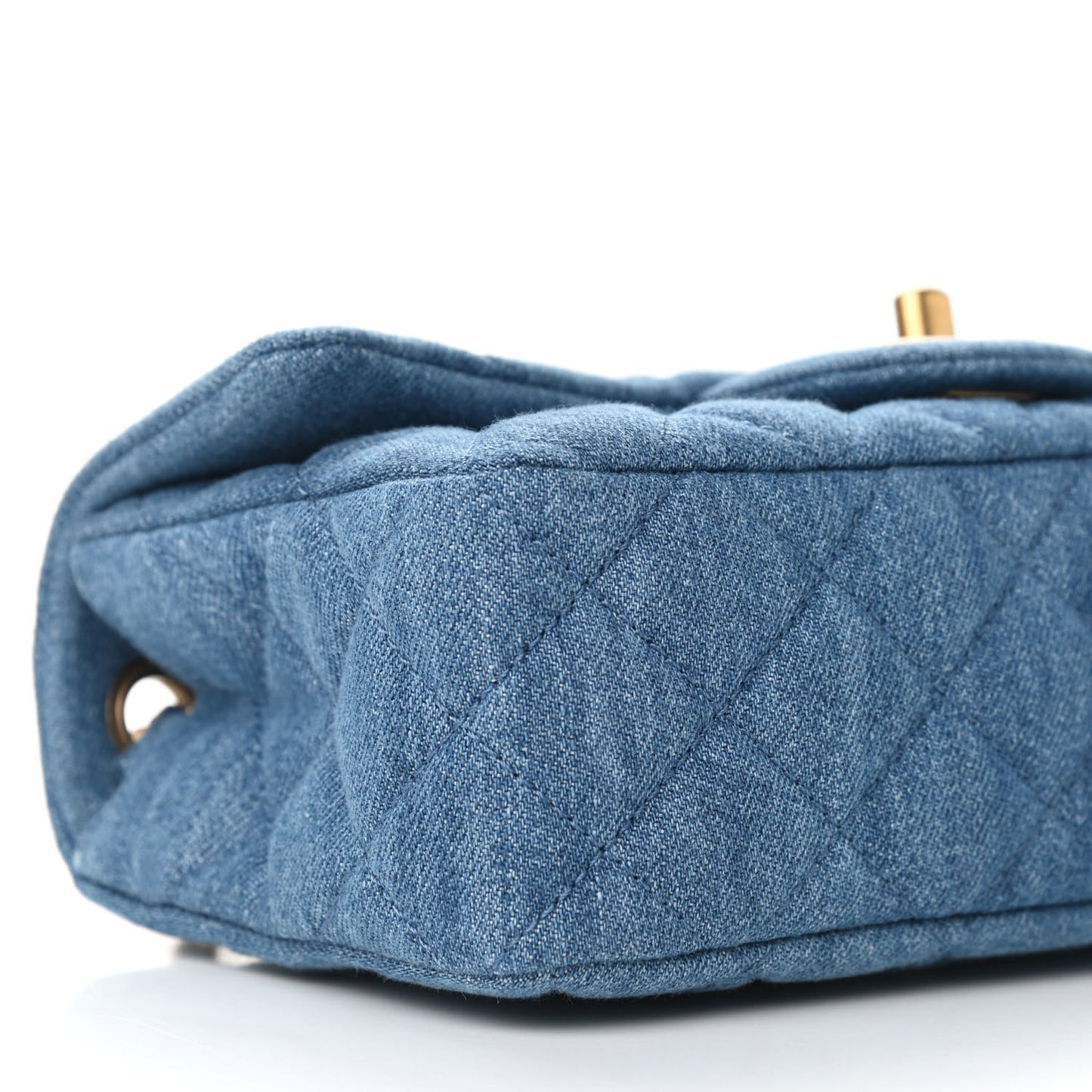 Denim Quilted Mini Pearl Crush Rectangular Flap Blue