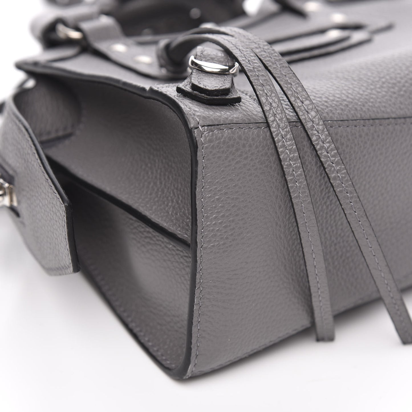 Grained Calfskin Neo Classic Silver Hardware Mini City Dark Grey