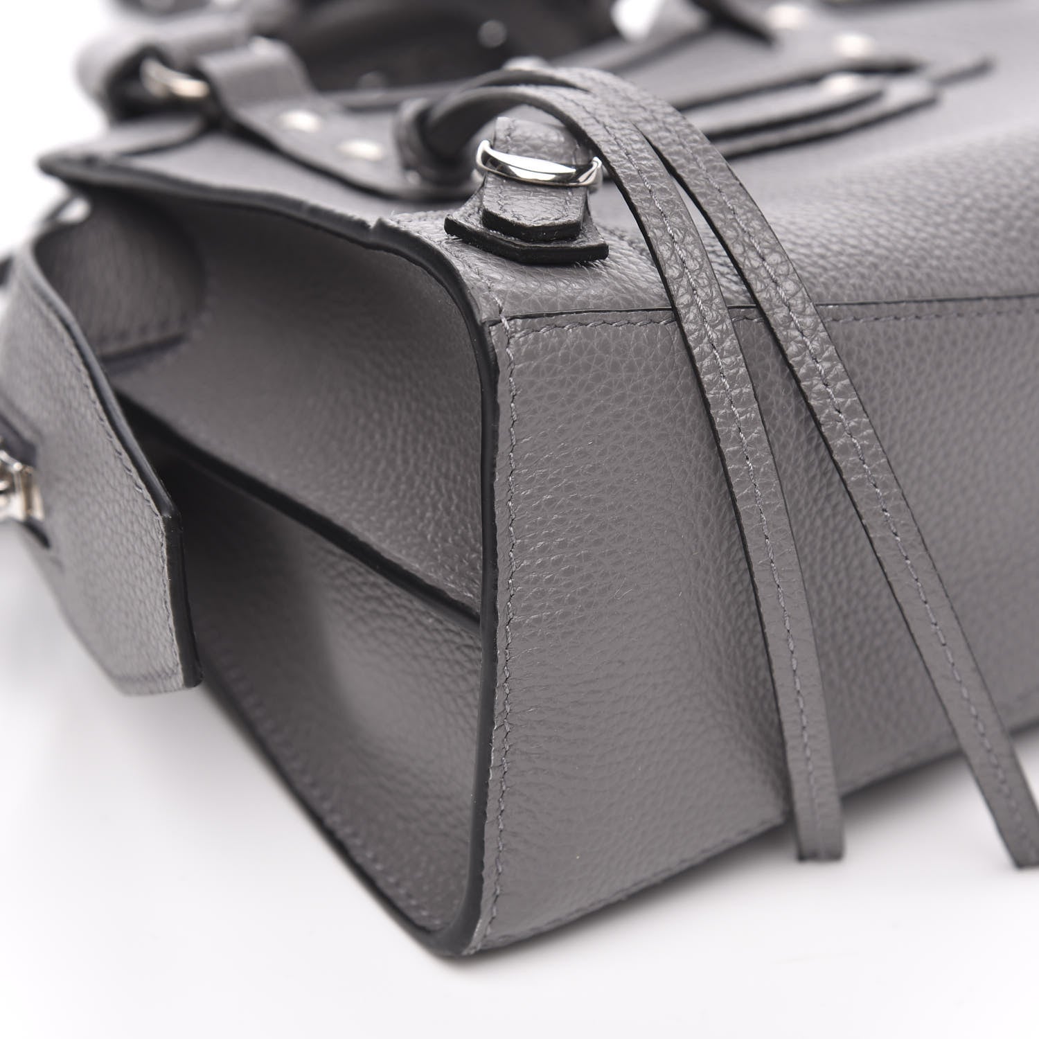 Balenciaga Grained Calfskin Neo Classic Silver Hardware Mini City Dark Grey 9 of 11
