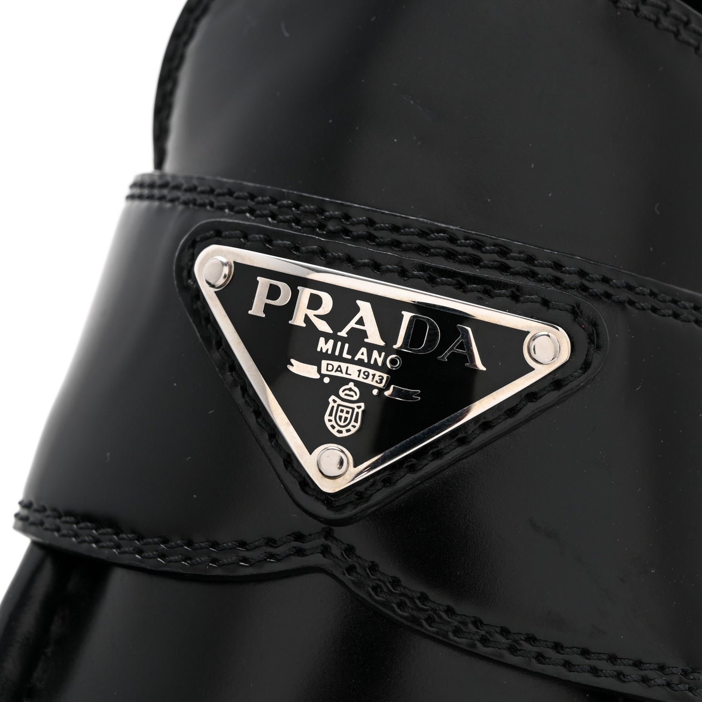Spazzolato Metal Triangle Logo 50mm Loafers 38 Black