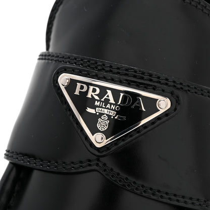 Prada Spazzolato Metal Triangle Logo 50mm Loafers 38 Black 9 of 9