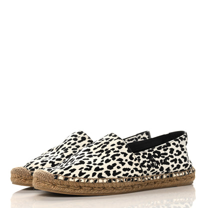 Saint Laurent Canvas Leopard Print Espadrilles 41 Latte Black 3 of 7
