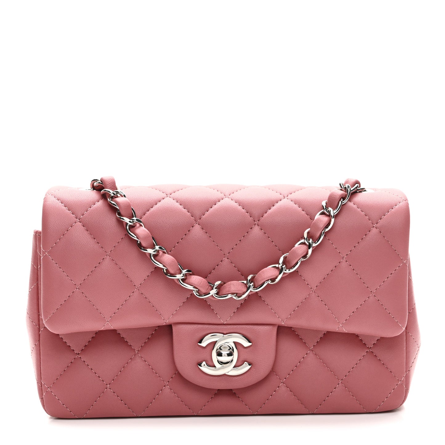 Lambskin Quilted Mini Rectangular Flap Pink
