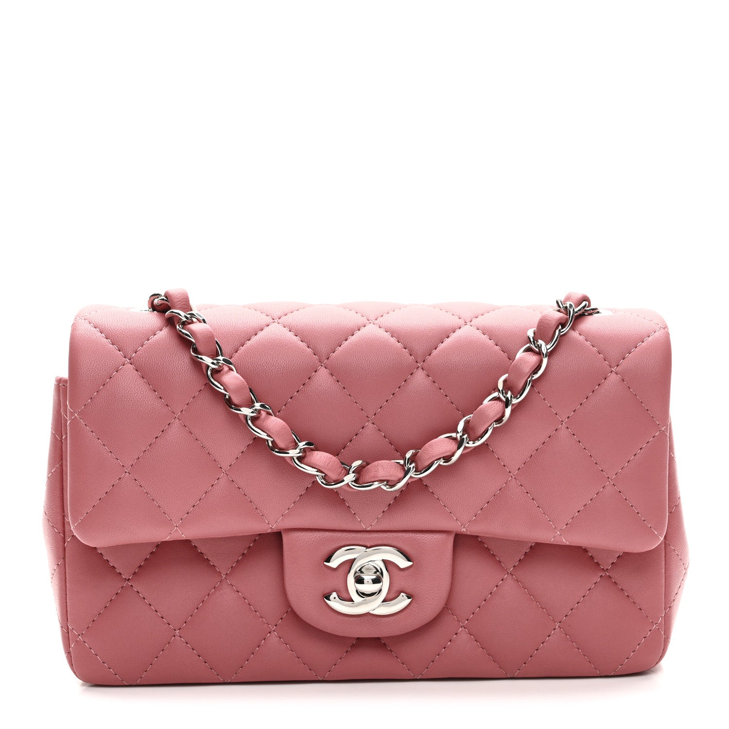 Chanel Lambskin Quilted Mini Rectangular Flap Pink 1 of 11
