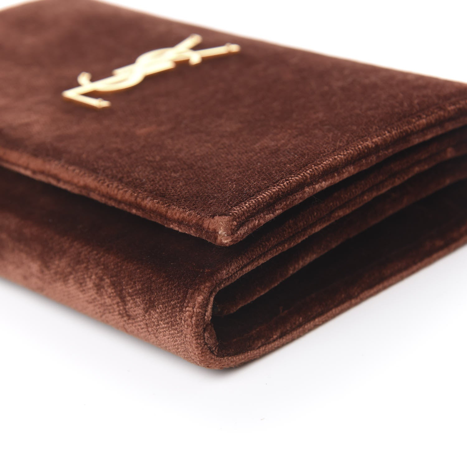 Saint Laurent Textured Velour Monogram Chain Wallet Red Clay 8 of 9