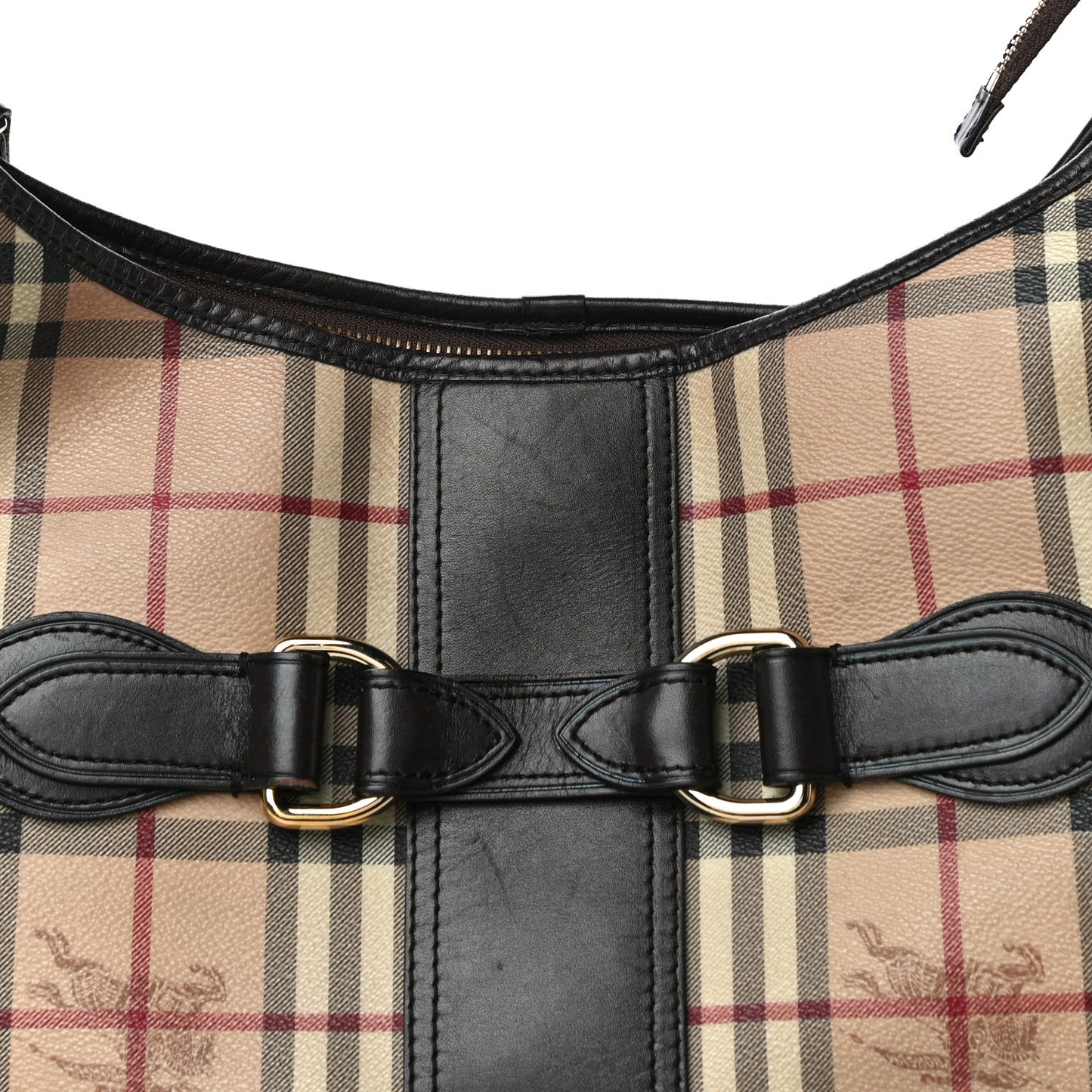 Haymarket Check Buckle Shoulder Bag Dark Brown