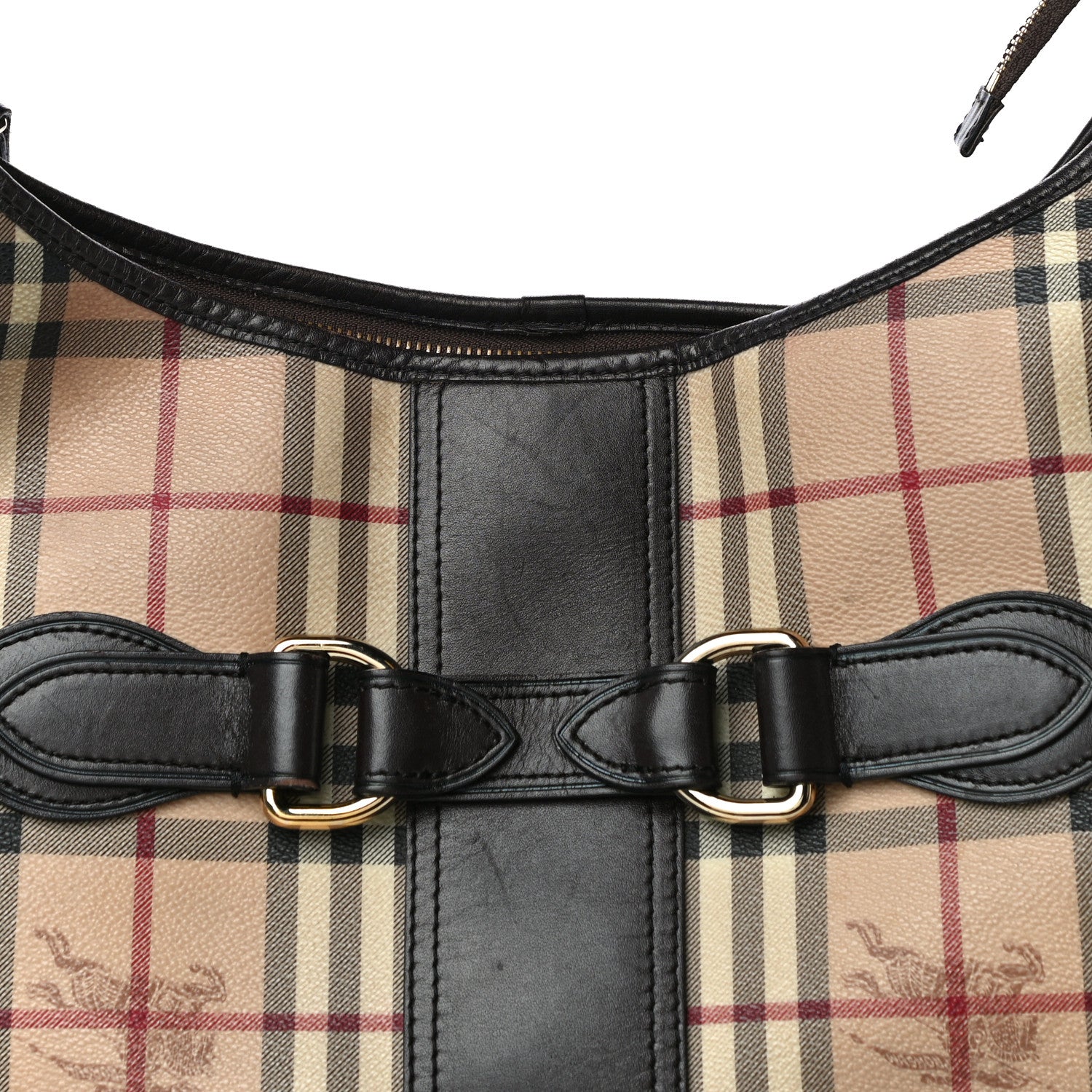 Burberry Haymarket Check Buckle Shoulder Bag Dark Brown 7 of 19