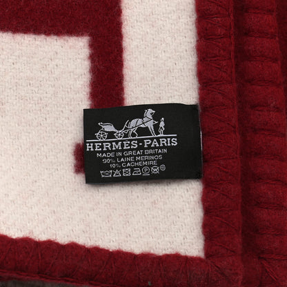 Hermes Wool Cashmere Avalon III Blanket Ecru Rouge H 3 of 3