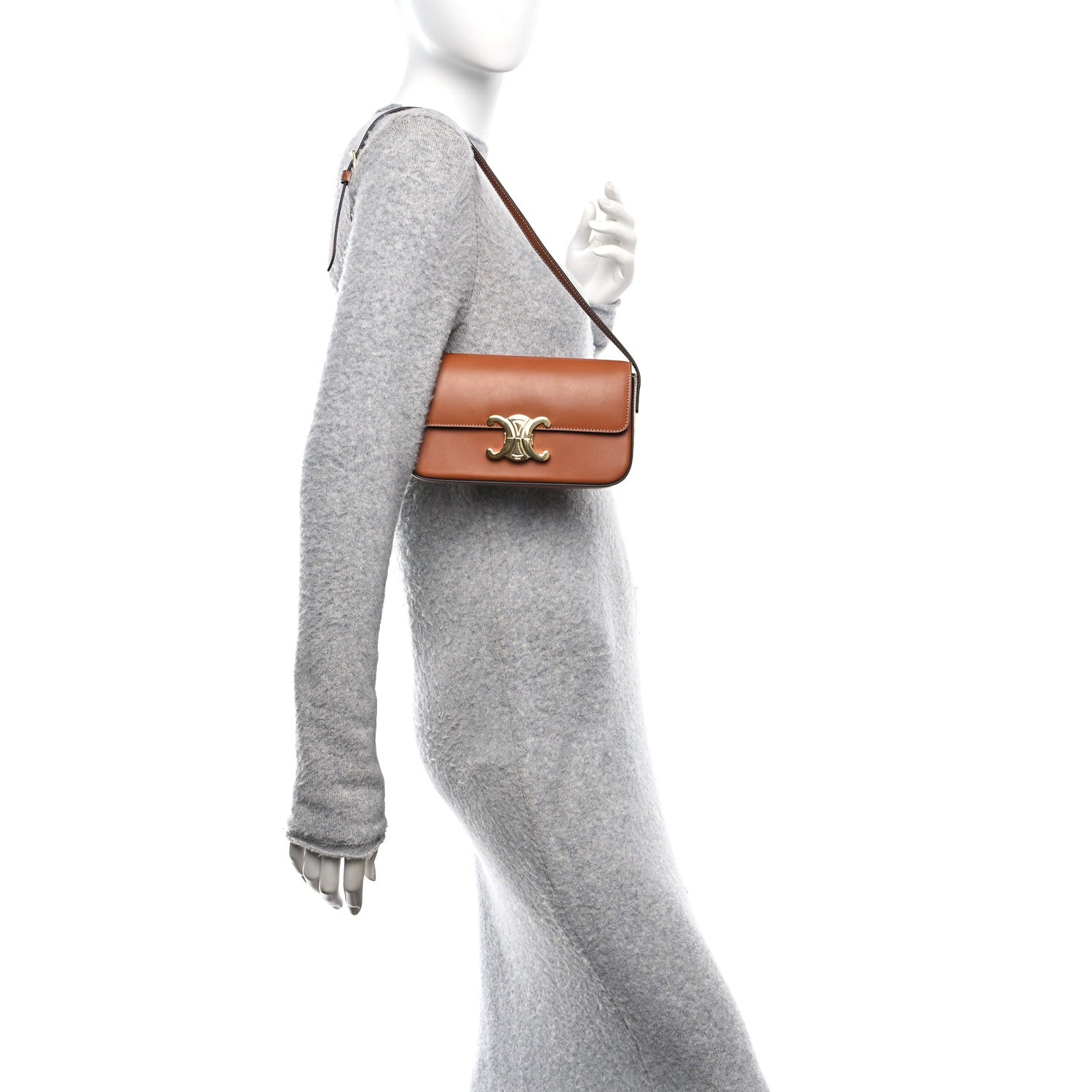 Celine Natural Calfskin Triomphe Shoulder Bag Tan 2 of 10