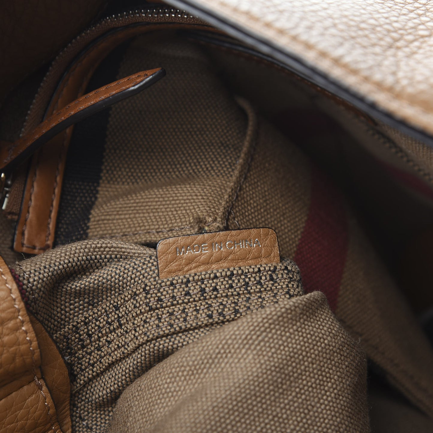 Grainy Calfskin Canvas Mega Check Medium Ashby Tassel Hobo Saddle Brown