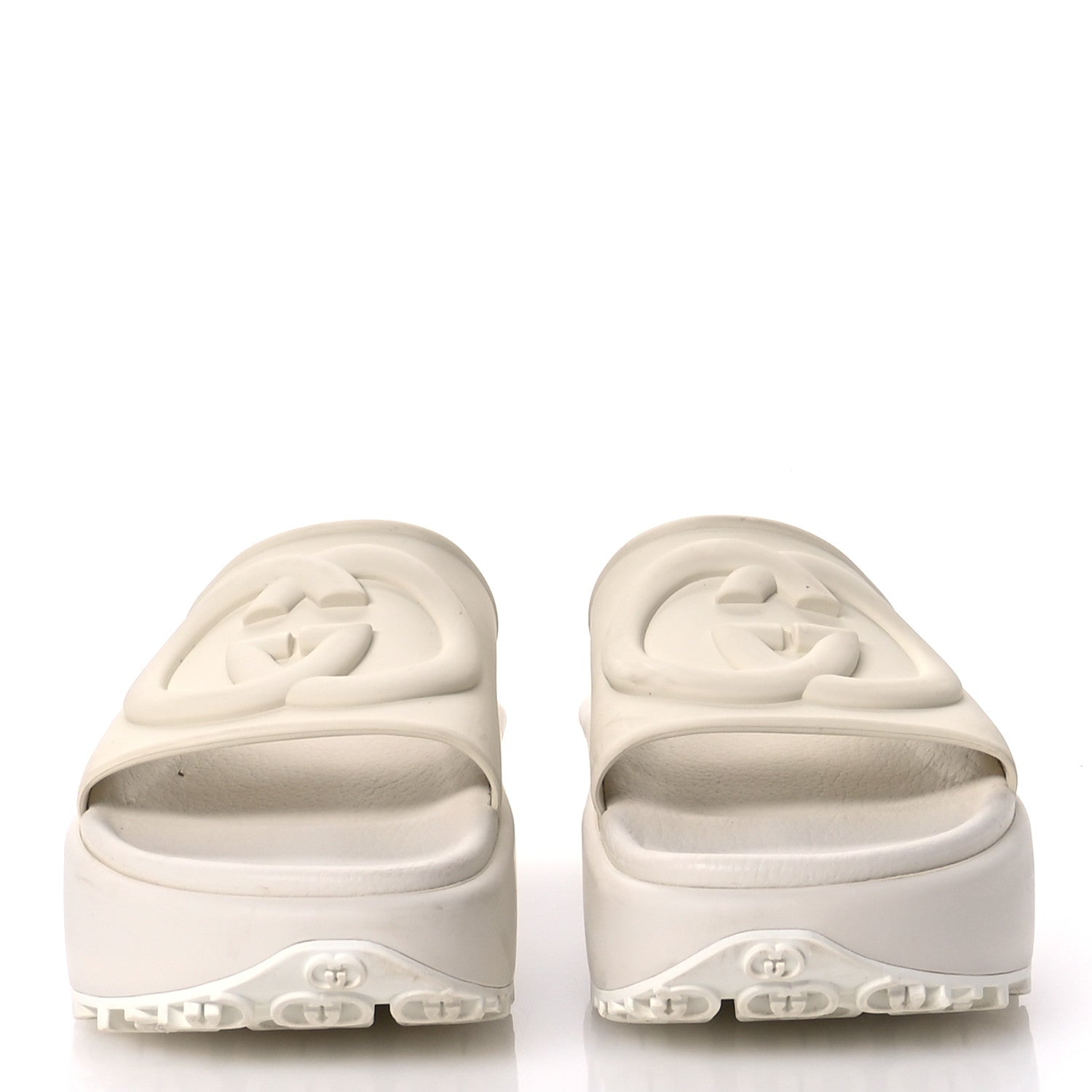 Gucci Soft Rubber Womens Interlocking G Platform 42mm Slide Sandals 37 Off White 3 of 10