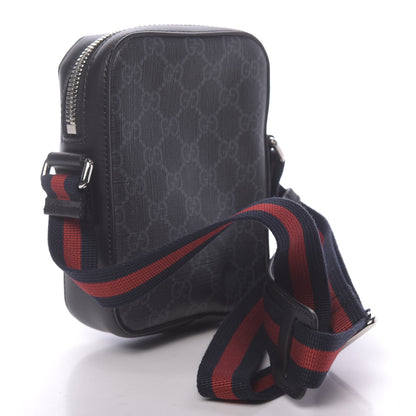 Gucci GG Supreme Monogram Appia Calfskin Web Small Camera Messenger Bag Black Grey 3 of 10