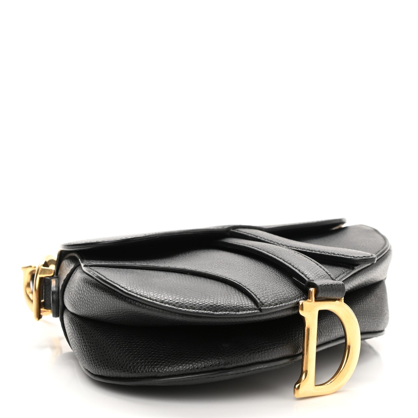 Grained Calfskin Mini Saddle Bag Black