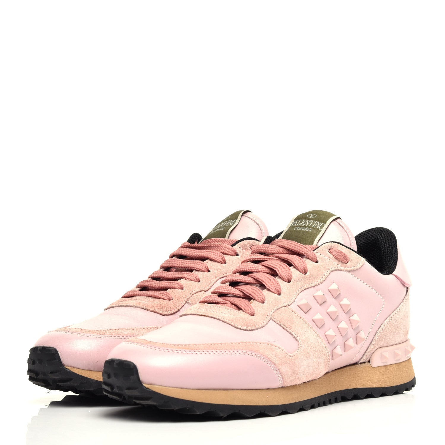 Valentino Garavani Calfskin Suede Rockstud Sneakers 39 Pink 3 of 11