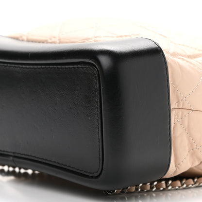 Chanel Aged Calfskin Quilted Small Gabrielle Backpack Beige Black 10 of 11