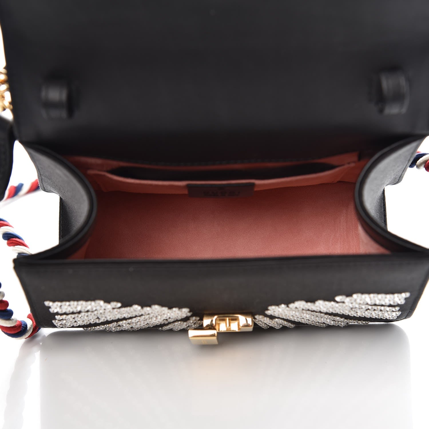 Gucci Satin Crystal Mini Sylvie Top Handle Bag Black 6 of 15