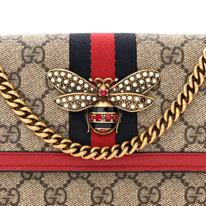 Gucci GG Supreme Monogram Web Queen Margaret Chain Wallet Red 7 of 13