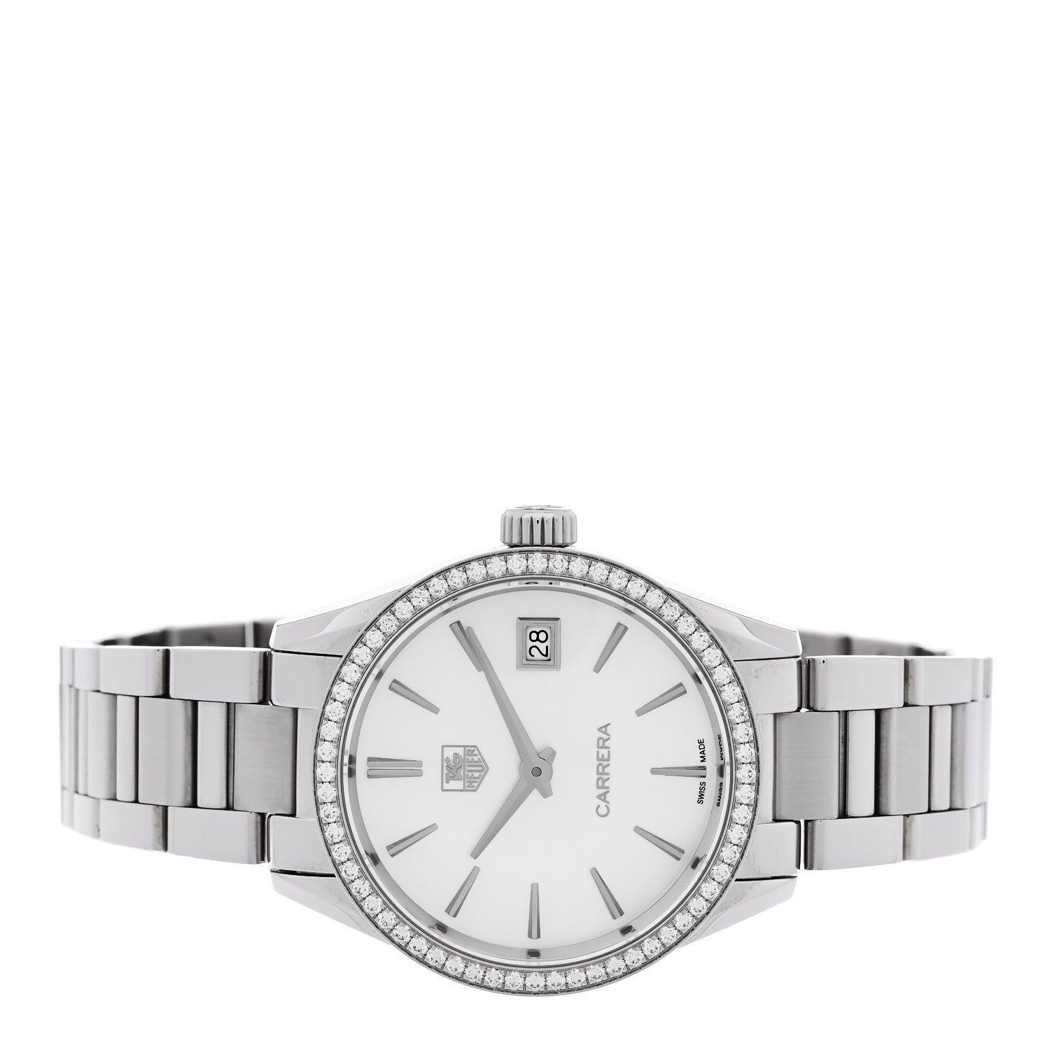 Tag Heuer Stainless Steel Diamond Bezel Mother of Pearl 32mm Carrera Lady Quartz Watch WAR1315-0 2 of 5