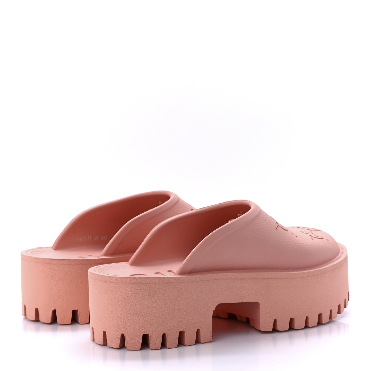 Rubber GG Monogram Perforated Elea Platform 55mm Lug Sole Sandals 40 Peachy Chic