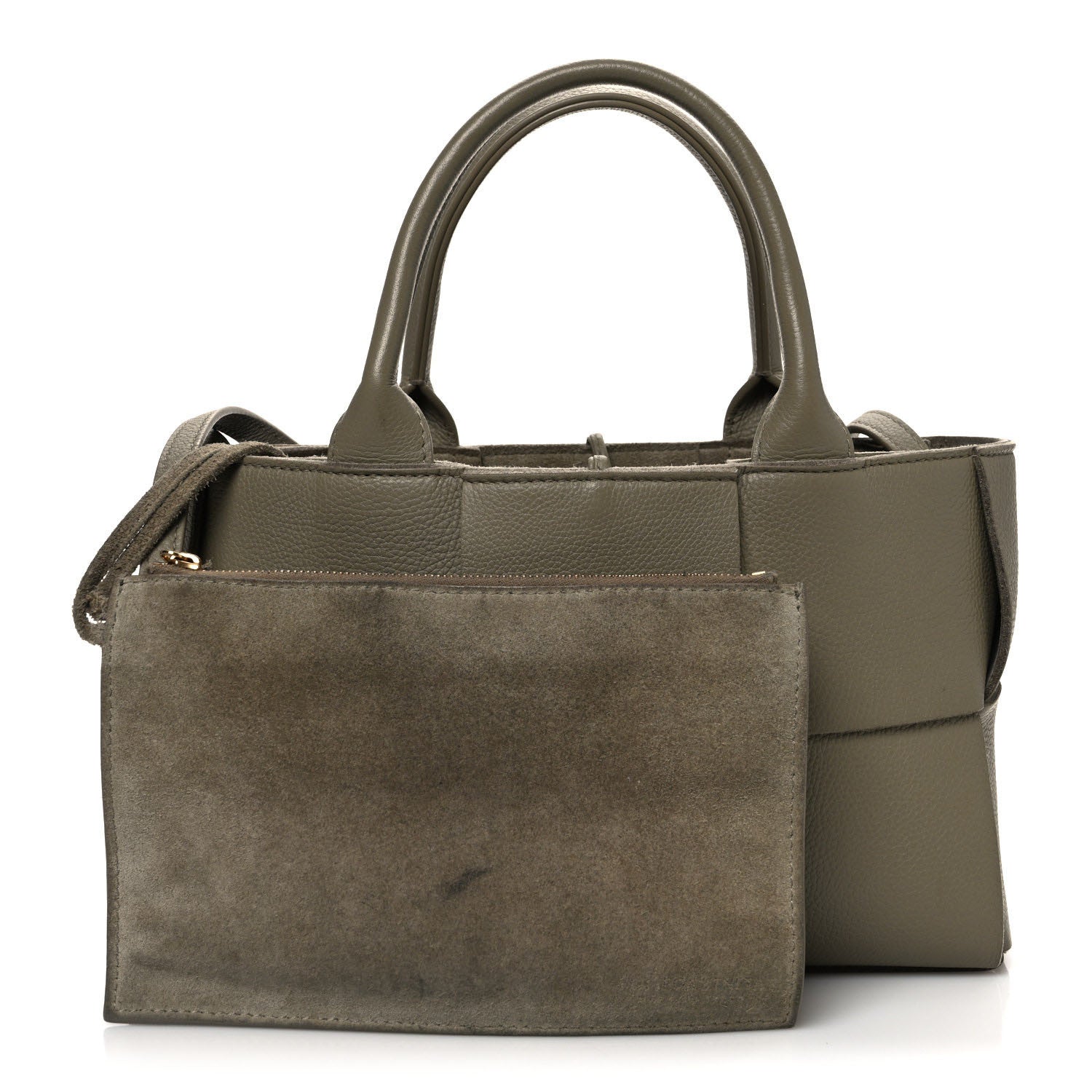 Bottega Veneta Nappa Maxi Intreccio Mini Arco Tote Taupe Grey